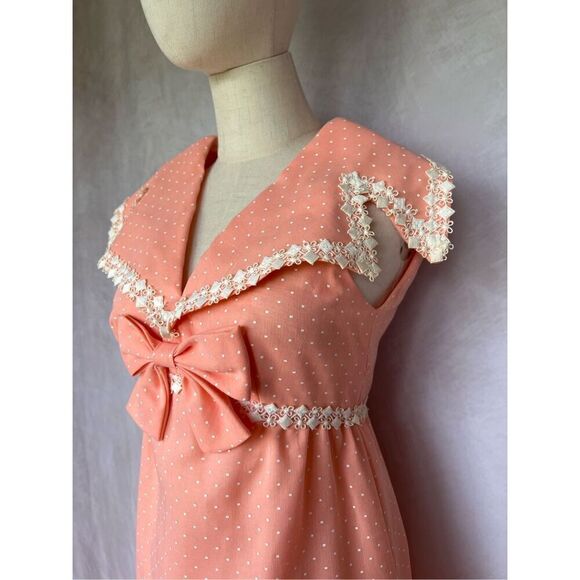 Vintage Mod 1960s Maxi Dress Dagger Collar - Picture 3 of 6